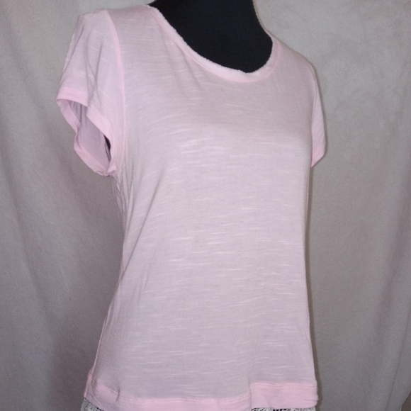 INC International Concepts Light Pink V-Neck Top With Lace Trim - Picture 9 of 12